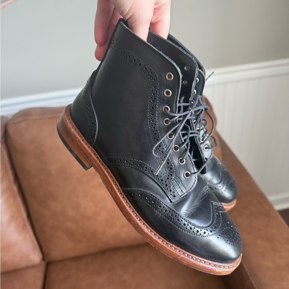 Bass Black Ankle Boots with Brown Sole